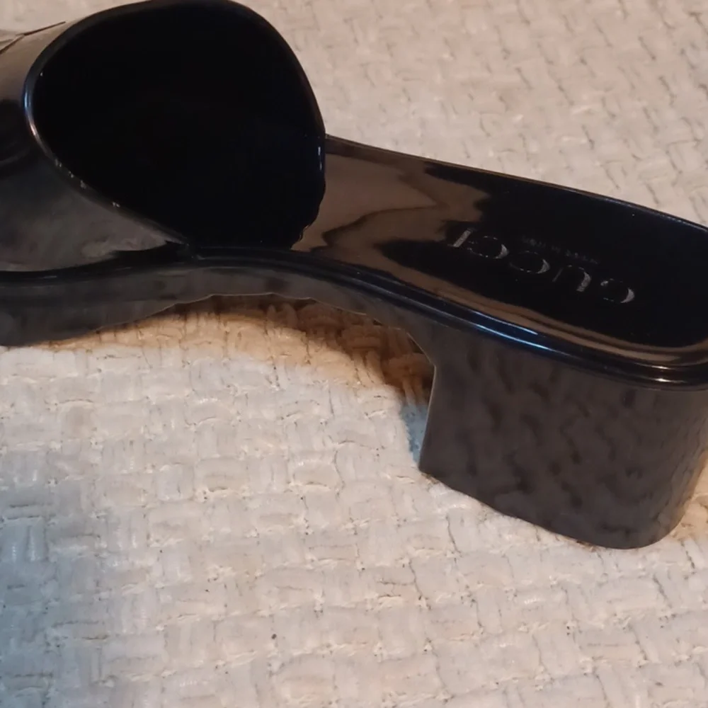 Gucci Black Patent Platform Slide Sandals